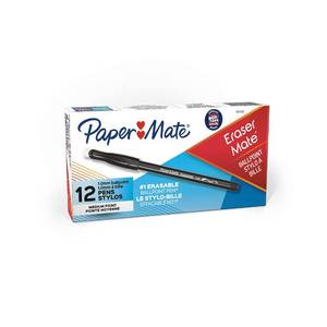 lot 773 image: Paper Mate EraserMate Erasable Pen, Medium Point, Black, Box of 12 - Retail $7