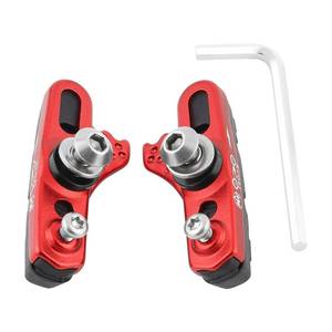 lot 775 image: 2 PCS Bicycle Carbon Fiber Rim Brake Block, Replaceable Drawer Type C Clip Brake Rubber, Matte Aluminum Alloy Brake Boots (Red-Al, RAL) - Retail $9