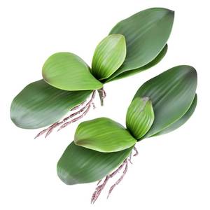 lot 781 image: Fnize Orchid Leaves Artificial Phalaenopsis Stems Leaf Faux Cymbidium Flower Foliage Green Real Touch Latex Bulk 8 Inches 2pcs - Retail $9