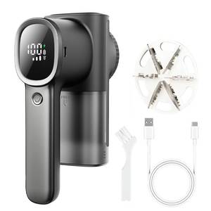 lot 783 image: Ciotuiou Rechargeable Fabric Shaver & Lint Remover, Electric Sweater Defuzzer with 3 Speeds, 6 Leaf Blades, LED Display & Type-C Fast Charging, Lint Shaver for Clothes, Furniture, Sweater, Couch - Retail $25