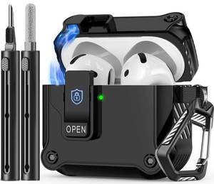 lot 811 image: Inesore Compatible with AirPods 4th Generation Case,with Cleaner kit,Automatic Snap Switch Secure for New Airpods 4 Charging Cover with Active Noise Cancellation (2024)-Black - Retail $7