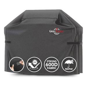 lot 818 image: GrillTough Heavy Duty BBQ Grill Cover for Outdoor Grill, 58 Inch �� Waterproof, Weather Resistant, UV & Fade Resistant with Adjustable Straps �� Gas Grill Cover for Weber, Charbroil, etc. Charcoal - Retail $34