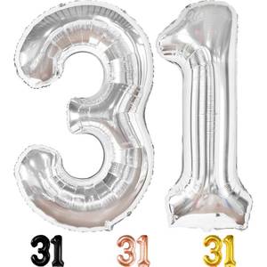 lot 821 image: KatchOn Silver 31 Balloons - Huge, 40 Inch  31st Birthday Decorations for Men & Women  Shiny Number 31 Balloons for Anniversary - Retail $9