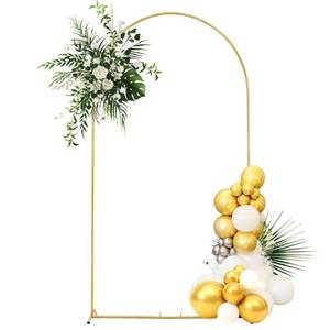 lot 824 image: 6.6x3.3ft Gold Metal Wedding Arch Stand, U-Shaped Backdrop Frame for Ceremony, Tool-Free Assembly Balloon Arch Kit, Heavy Duty Door Arched Trellis for Bridal Shower, Garden Entrance & Photo Booth - Retail $26