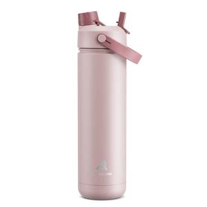 lot 830 image: POWCAN 26 oz Insulated Water Bottle with 2-in-1 Straw and Spout Lid, Keep Cold 24H, Leak-Proof, Fits in Car Cup Holder, Stainless Steel Water Bottle for Sports, Travel, Gym, and School (Dried Rose) - Retail $19