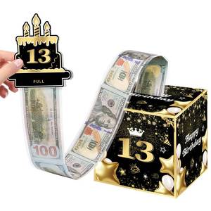lot 838 image: 13th Birthday Money Box for Boys Girls, 13 Years Old Birthday Decorations, Fun Pull-Out Cash Gift Box for Parties, Ideal for 13th Birthday Surprises ��with 35PCS Bags�� - Retail $6
