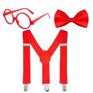 lot 840 image: NO GLASSES choyaxo Bow Tie and Suspenders Set Including Bow Tie Suspenders for Wedding Dress Up - Retail $7