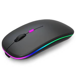 lot 843 image: AIKOKOK Wireless Bluetooth Mouse, Rechargeable, Dual Mode Bluetooth 5.2 & 2.4G USB, LED Lights, Slim, Silent, Portable Computer Mouse for Laptop, PC, MacBook, iPad, Tablet (Black) - Retail $7