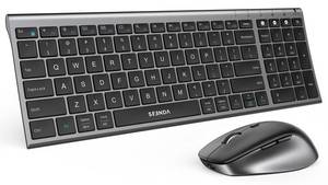 lot 847 image: seenda Wireless Bluetooth Keyboard and Mouse Combo, COE401 Rechargeable Slim Keyboard Mouse, 3 Multi-Device Connection, Compact Quiet Set Compatible for MacWindows Laptop MacBook iPad, Black Gray - Retail $40