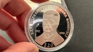 20 grams 999 Fine Silver $20 Coin Theodore Roosevelt Presidential Commemorative Silver Coin with Certificate COA in protective case