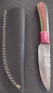 Handcrafted Damascus Steel Full Tang Knife Blade with Sheath approx 8.5 inches Hunting Fishing