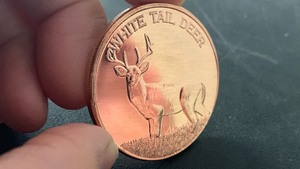 lot 53 image: 1 oz 999 Fine Copper Round White Tail Deer design