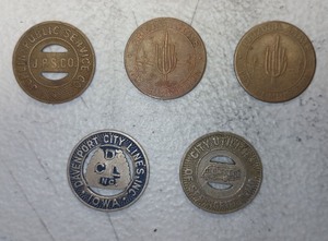 lot 64 image: Collection of Historical Transit Tokens and Tax Tokens