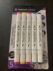 lot 10 image: 5 PRIMEART MARKERS Superior Art Supplies Fabric Markers Quick Dry - Includes 5 different colors