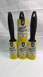 lot 6 image: Neat Living Lint Roller 3-Roll Set (70 Sheets Each) w Replacement Roll