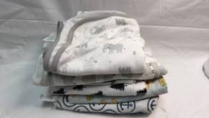 lot 50 image: 6 Receiving Blankets with Animal & Woodland Patterns