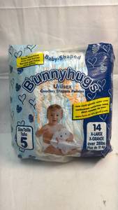 lot 88 image: Bunnyhugs Baby-Shaped Diapers Size 5 X-Large 14 Count
