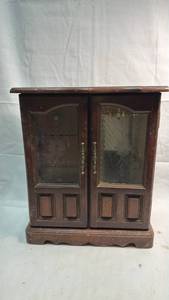 lot 90 image: Wooden Jewelry Box with Mixed Jewelry Collection