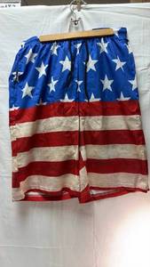 lot 101 image: Patriotic American Flag Swim Trunks Adult Large