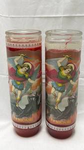 lot 134 image: Saint Michael Archangel Prayer Candles Set of 2