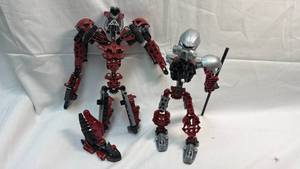 lot 137 image: Bionicle Action Figure Lot Red and Silver Robot Warriors