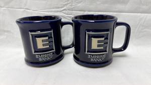 lot 156 image: Emprise Bank Logo Coffee Mugs Set of 2