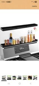 lot 36 image: 30 Inch Stove Top Shelf Magnetic Cover 2 Pack Black