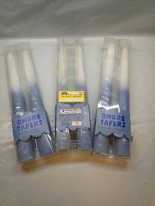 Blue Ombre Taper Candles Set of Six - 8 Inch Unscented - Retail: $15