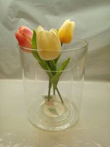 lot 106 image: Clear Glass Double Wall Flower Vase - Retail $15
