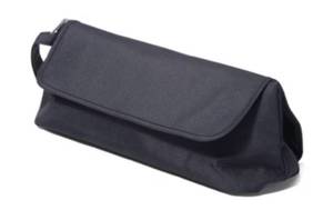 lot 152 image: Black Canvas Travel Toiletry Bag with Handle suitable for hot curling irons - Retail $15