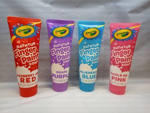 lot 128 image: Crayola Bathtub Finger Paint Soap Set of 4 - Retail $12