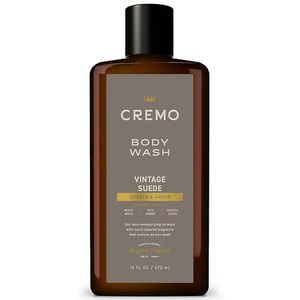 lot 180 image: Cremo Vintage Suede Body Wash with Scent Notes of White Moss  Rich Amber  and Smooth Suede  16 Fl Oz - Retail $29