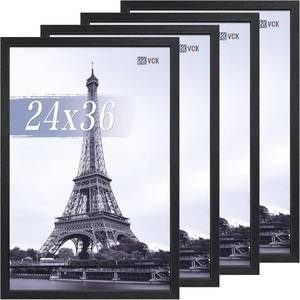 lot 4206 image: $140 VCK 24x36 Poster Frames Black, 4-Pack Solid Wood Gallery Frame