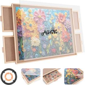 lot 4208 image: $77 ALL4JIG 2000-Piece Rotating Puzzle Board with 4 Drawers and Cover