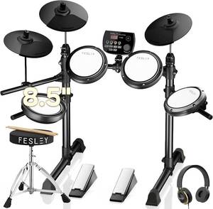 $190 Fesley FED150 Electric Drum Set: Snare, Cymbals, 200 Sounds