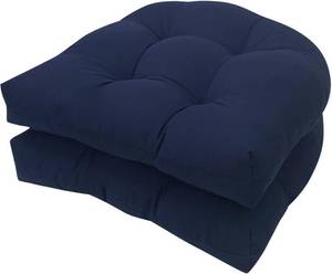 lot 4219 image: Set of 2 U-Shaped Navy Blue Rocking Chair Cushions 19in