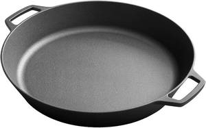 lot 4236 image: $60 EDGING CASTING Pre-Seasoned 17-Inch Cast Iron Skillet, Dual Handle