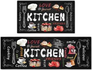 lot 4247 image: Farmhouse Kitchen Rules Rug 2-Piece Set, Non-Slip Mats 17 3017 47