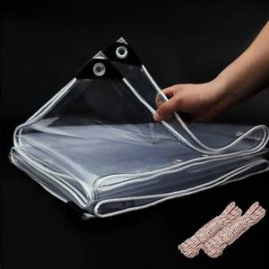 lot 4258 image: 8x12 ft 20 Mil Clear Vinyl Tarp, UV Resistant, Grommets