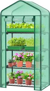 lot 4270 image: Ohuhu Mini Greenhouse for Indoor Outdoor, 27x19x62-Inch, 4-Tier