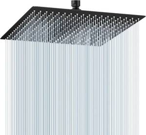 lot 4278 image: $70 16-inch Matte Black Rain Shower Head, 304 Stainless, 324 Nozzles