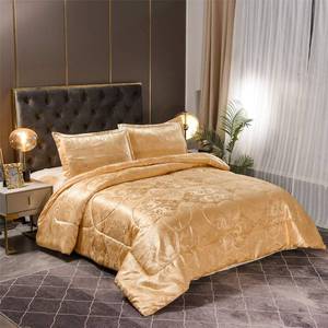 lot 4279 image: $66 King Size Comforter Set All Season Gold Silk Jacquard 3pc King