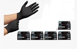 lot 4284 image: Heavy Duty 7 Mil Nitrile Black Gloves Latex-Free 500 pcs XL