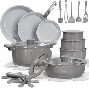 lot 4287 image: $110 CAROTE 27pc Ceramic Cookware Set Nonstick Pots & Pans