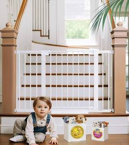 lot 4297 image: $86 Cumbor 29.7-48 Baby Gate for Stairs, Auto Close, White