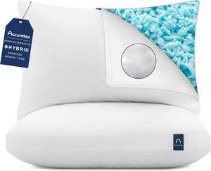 lot 4298 image: $51 ACCURATEX King Pillows, Set 2 - Hybrid Shredded Memory Foam, Loft