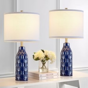 lot 4319 image: $110 NATYSWAN 24.8 Ceramic Lamps, 2-pack, Navy Blue Bulbs Included