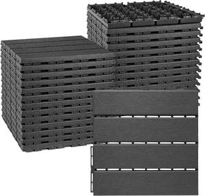 lot 4321 image: $73 ToLanbbt Plastic Interlocking Deck Tiles 27 Pack 12x12, Dark Grey