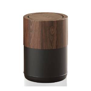 lot 4330 image: $70 3.17 Gallon Walnut Wood-Color Trash Can with Lid Metal Wastebasket