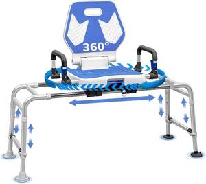 lot 4336 image: $520 Sliding Shower Chair Swivel Tub Transfer Bench, 400lbs capacity